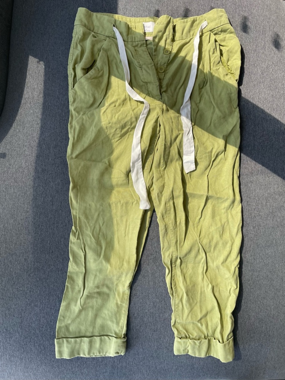 Wilfred Olive Green Linen Blend Ankle Pants